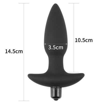 Anal Indulgence Collection Silicone Fantasy Anal Plug - Black 14.5 cm Vibrating Butt Plug - LV2604