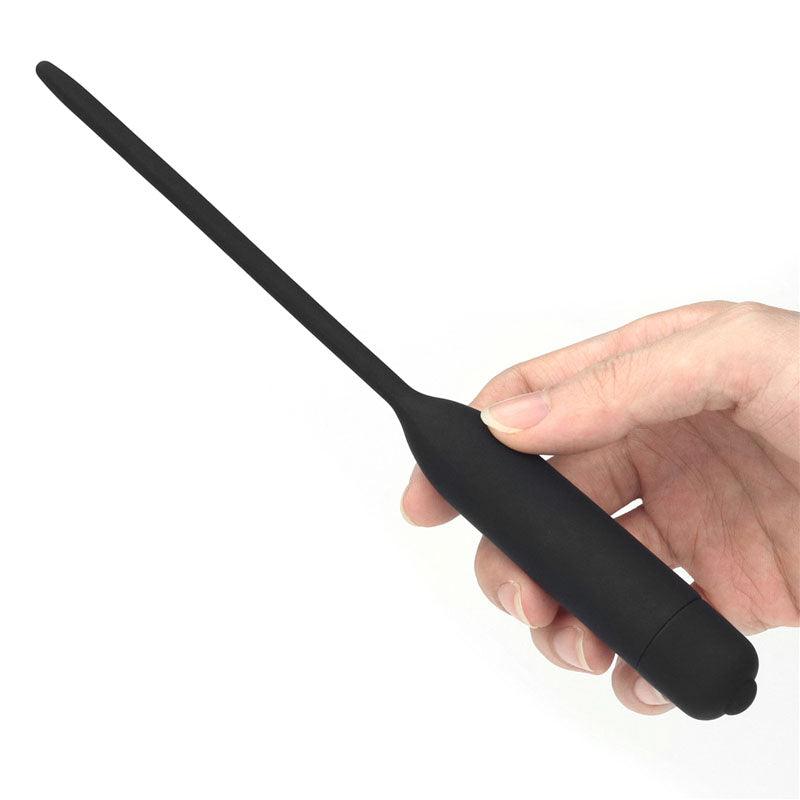 Ultimate Silicone Vibrating Urethral Dilator - Black Vibrating Urethral Sound - LV2610