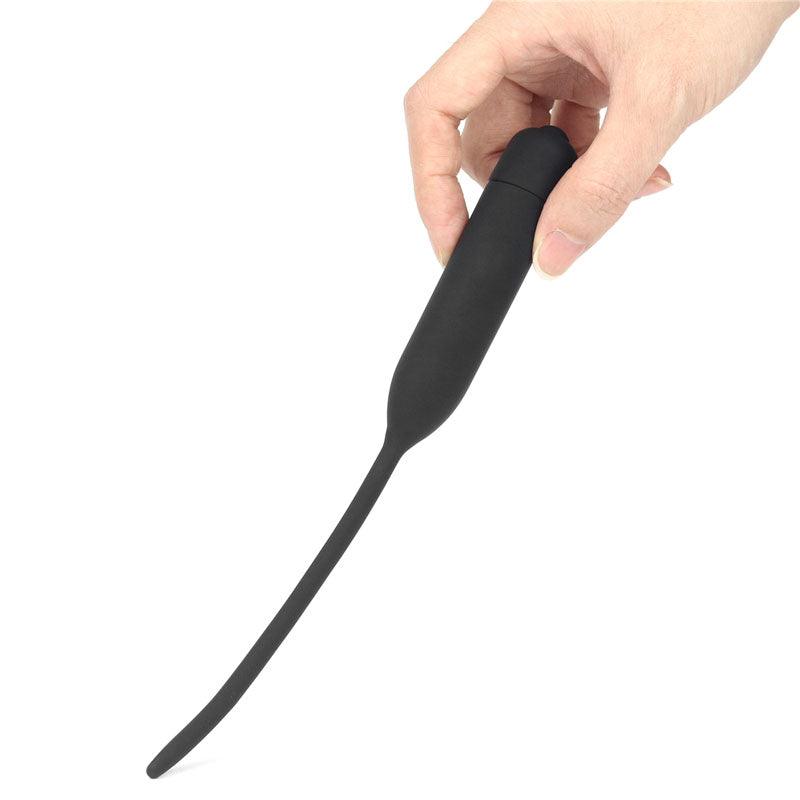 Ultimate Silicone Vibrating Urethral Dilator - Black Vibrating Urethral Sound - LV2610