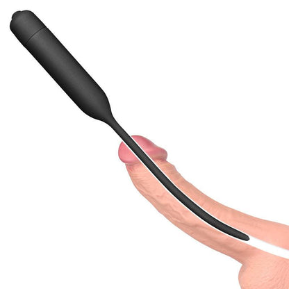 Ultimate Silicone Vibrating Urethral Dilator - Black Vibrating Urethral Sound - LV2610