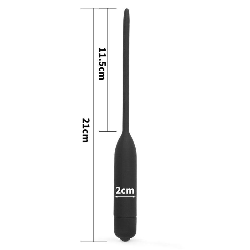 Ultimate Silicone Vibrating Urethral Dilator - Black Vibrating Urethral Sound - LV2610