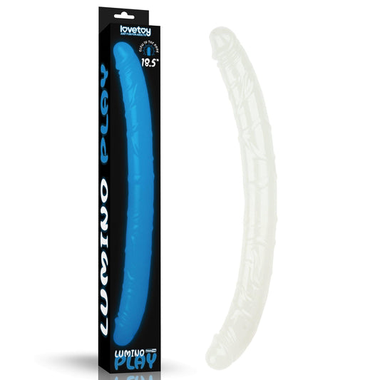 Lumino Play 18.5'' Double Dildo - Glow in the Dark Blue 47 cm Double Dong - LV313012