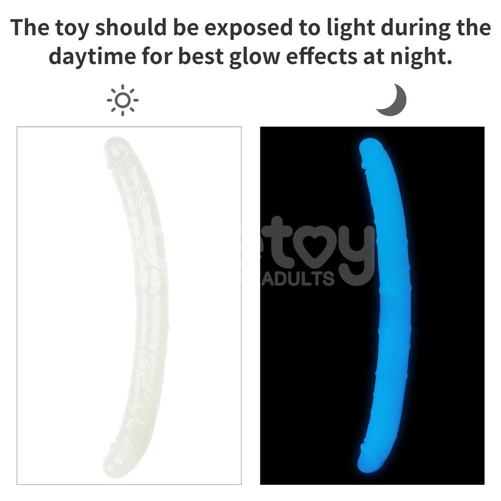 Lumino Play 18.5'' Double Dildo - Glow in the Dark Blue 47 cm Double Dong - LV313012