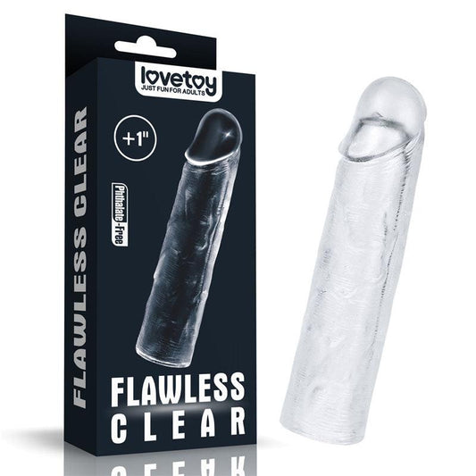 Flawless Clear Penis Sleeve 1'' - Clear 2.5 cm Penis Extender Sleeve - LV314013