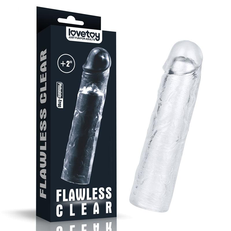 Flawless Clear Penis Sleeve 2'' - Clear 5 cm Penis Extender Sleeve - LV314014