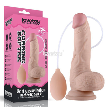 Cumming Softee Soft Ejaculation Cock 8'' with Balls - Flesh 20.3 cm Squirting Dong - LV316002