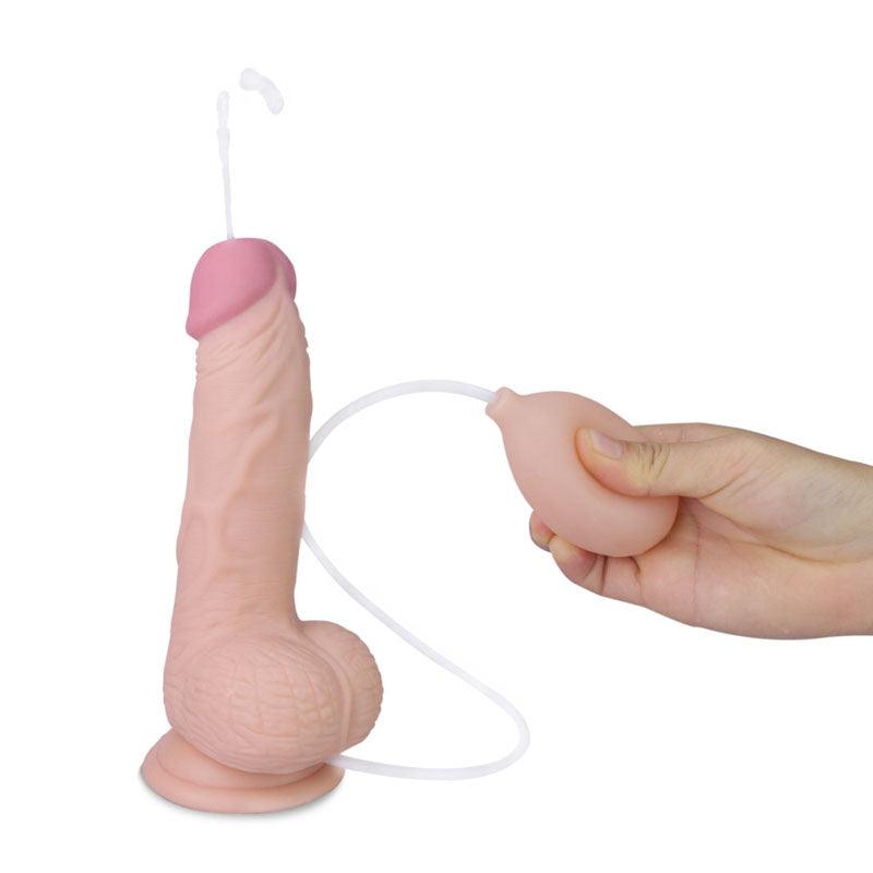 Cumming Softee Soft Ejaculation Cock 8'' with Balls - Flesh 20.3 cm Squirting Dong - LV316002