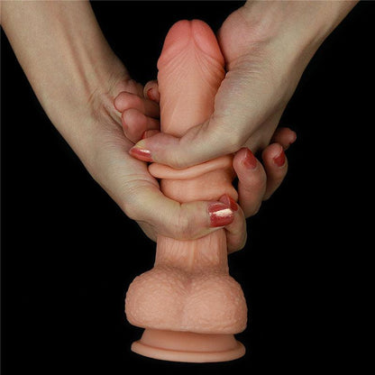 Sliding Skin Dual Layer Dong - Flesh 17.8 cm (7'') Dong with Flexible Skin - LV317001