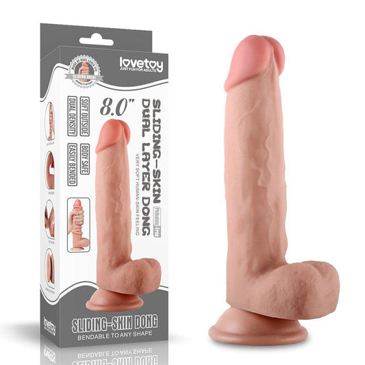 Sliding Skin Dual Layer Dong - Flesh 20.3 cm (8'') Dong with Flexible Skin - LV317002