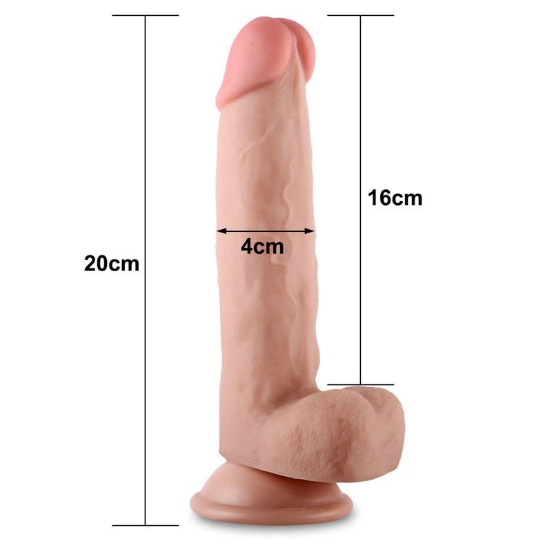 Sliding Skin Dual Layer Dong - Flesh 20.3 cm (8'') Dong with Flexible Skin - LV317002