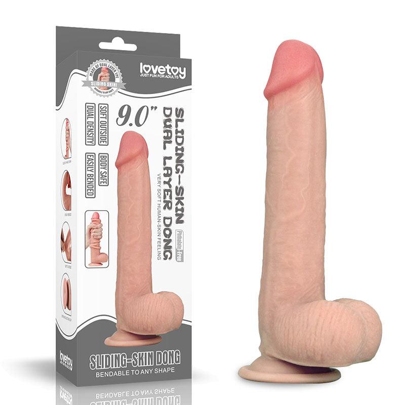 Sliding Skin Dual Layer Dong - Flesh 23 cm (9'') Dong with Flexible Skin - LV317003