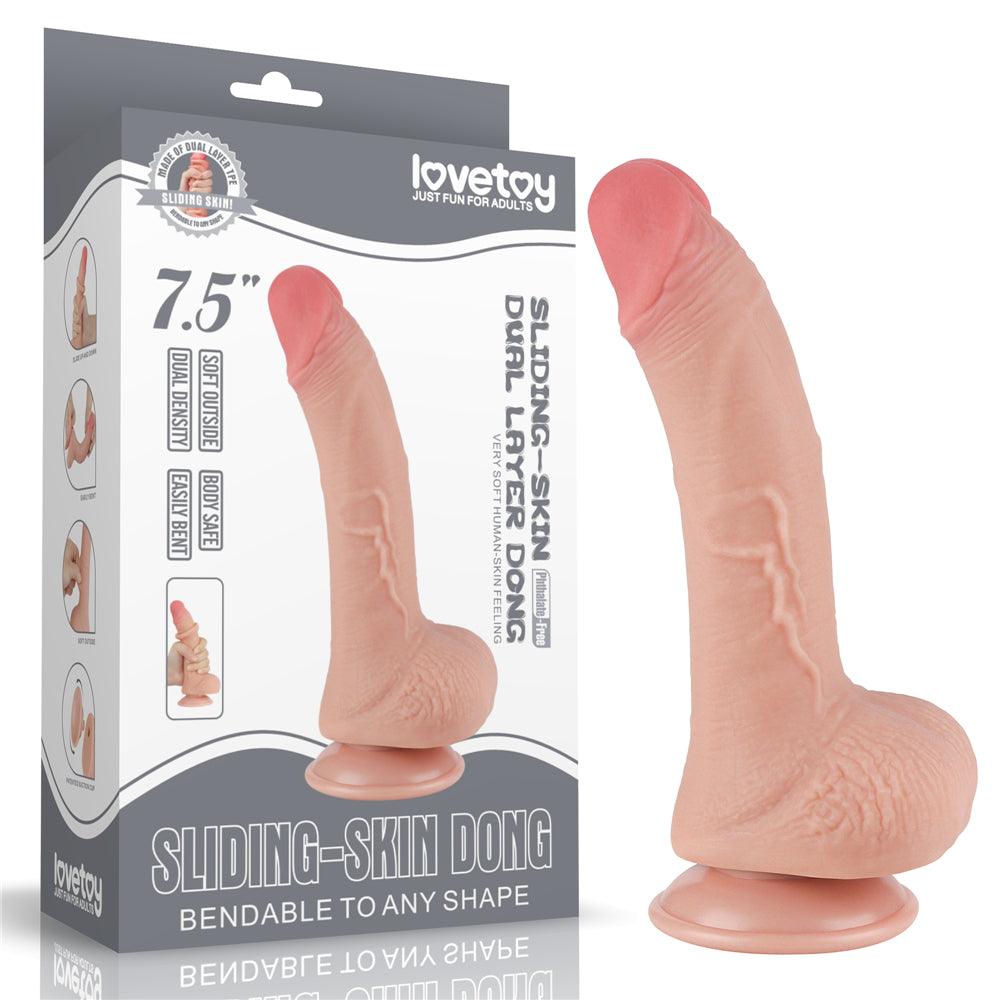 Sliding Skin Dual Layer Dong - Flesh 19.5 cm (7.5'') Dong with Flexible Skin - LV317202