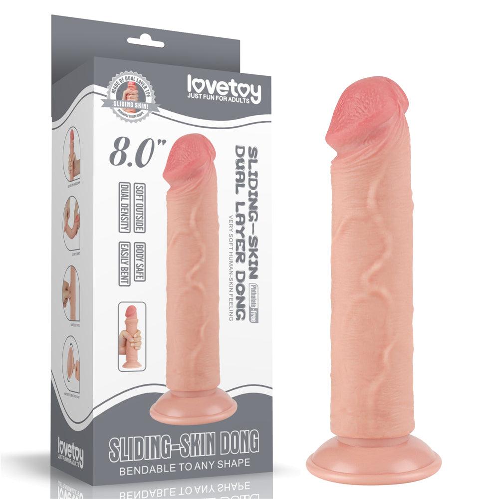 Sliding Skin Dual Layer Dong - Flesh 20 cm (8'') Dong with Flexible Skin - LV317206