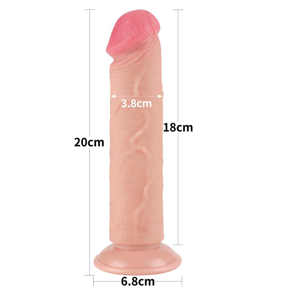 Sliding Skin Dual Layer Dong - Flesh 20 cm (8'') Dong with Flexible Skin - LV317206