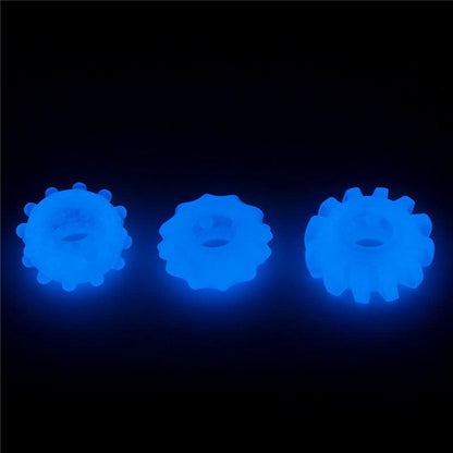 Lumino Play Penis Rings 3 Pack - Glow in the Dark Blue Cock Rings - Set of 3 - LV343010