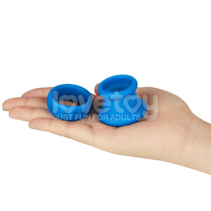 Pinnacle Pro Twin Flex - Blue Cock & Balls Rings - LV443014