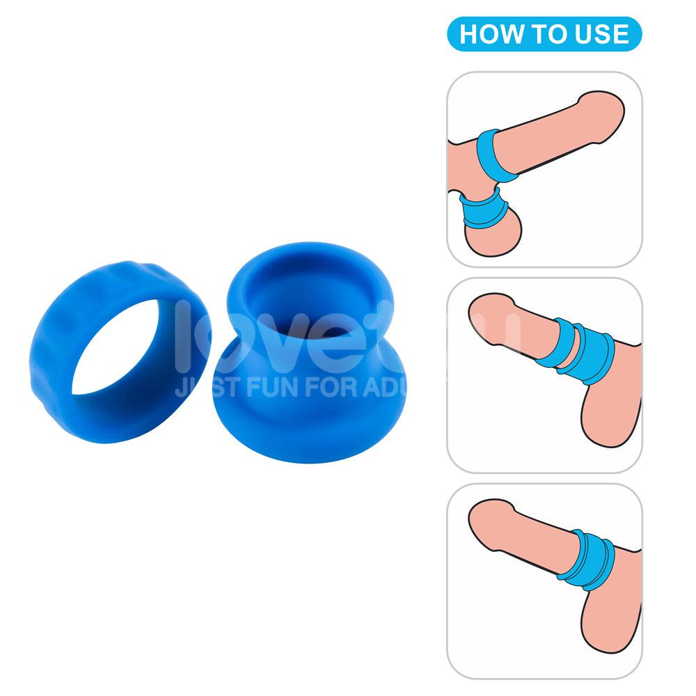 Pinnacle Pro Twin Flex - Blue Cock & Balls Rings - LV443014