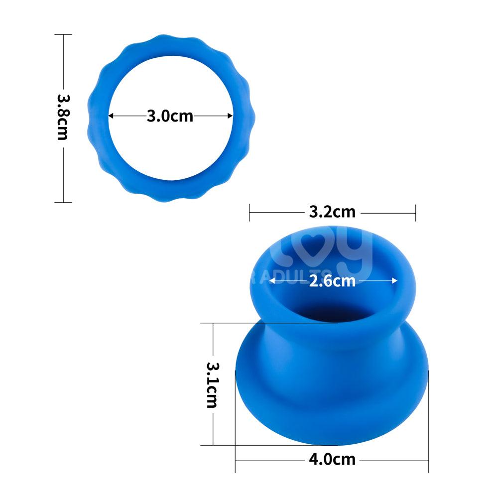 Pinnacle Pro Twin Flex - Blue Cock & Balls Rings - LV443014