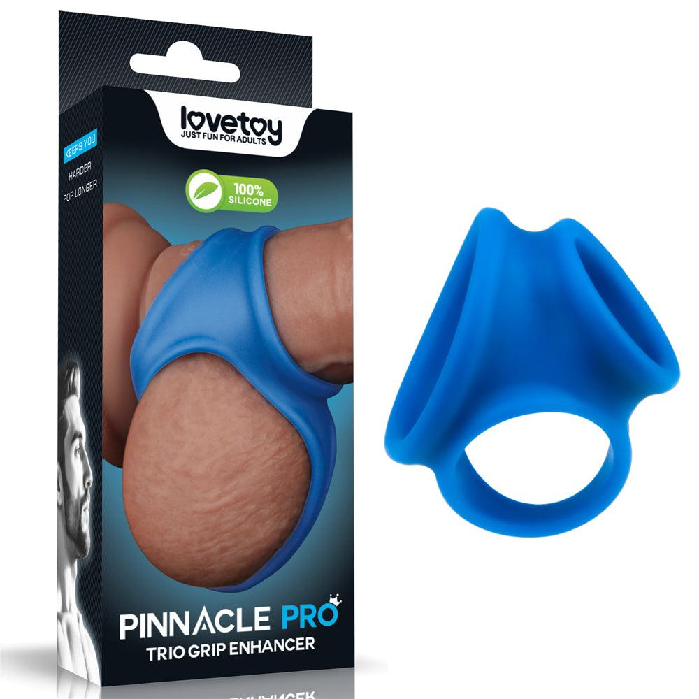 Pinnacle Pro Trio Grip Enhancer - Blue Cock & Balls Ring - LV443015