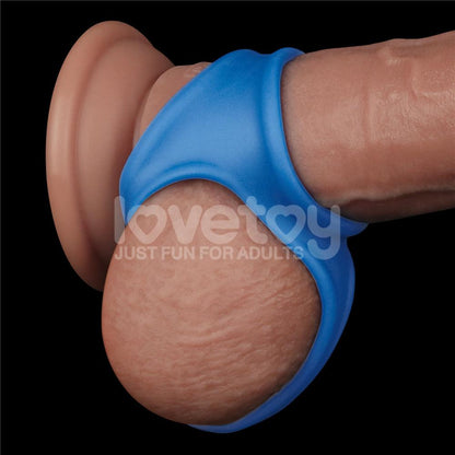 Pinnacle Pro Trio Grip Enhancer - Blue Cock & Balls Ring - LV443015