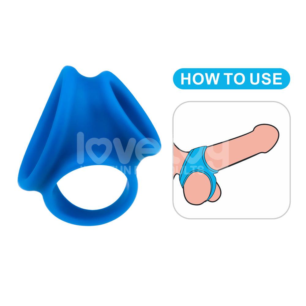 Pinnacle Pro Trio Grip Enhancer - Blue Cock & Balls Ring - LV443015