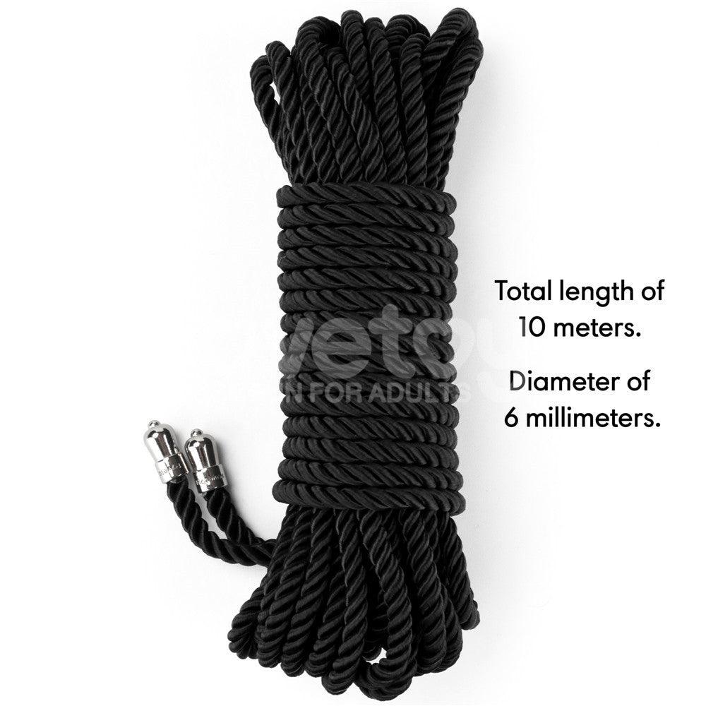 Rebellion Reign Silky Bondage Rope - Black - Black Bondage Rope - 10 metre length - LV761301