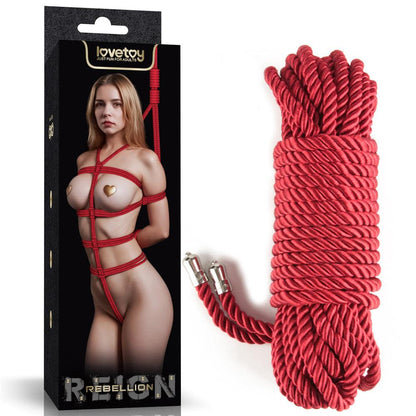 Rebellion Reign Silky Bondage Rope - Red - Red Bondage Rope - 10 metre length - LV761302