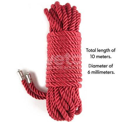 Rebellion Reign Silky Bondage Rope - Red - Red Bondage Rope - 10 metre length - LV761302