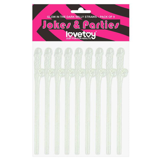 Jokes & Parties Glow In The Dark Willy Straws - Glow in Dark Dicky Straws - Set of 9 - LV765001