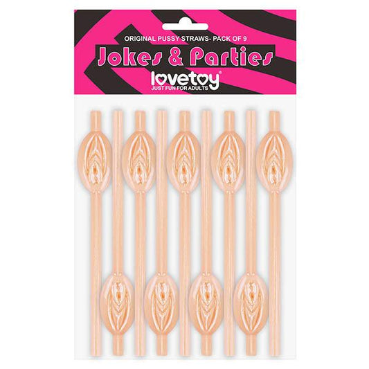 Jokes & Parties Original Pussy Straws - Flesh Pussy Straws - Set of 9 - LV765002A