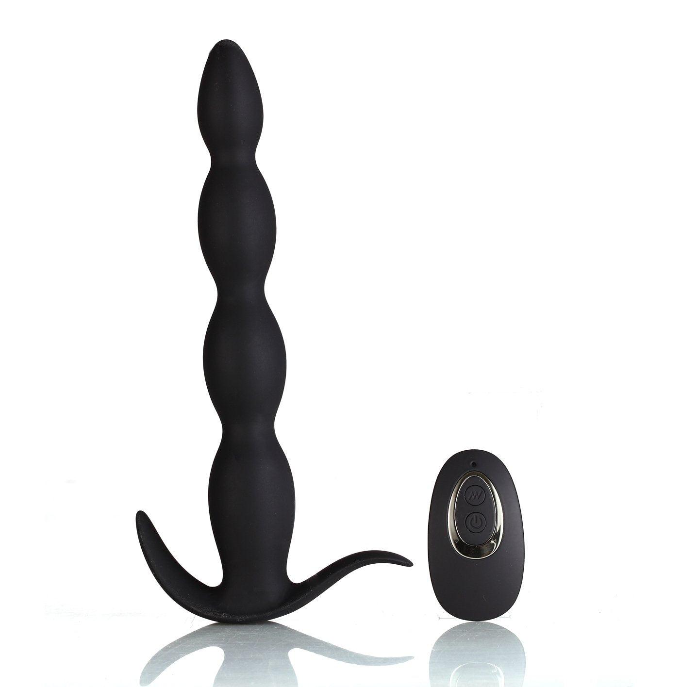 Maia Mason - Black 23.6 cm USB Rechargeable Anal Beads with Wireless Remote - MA109