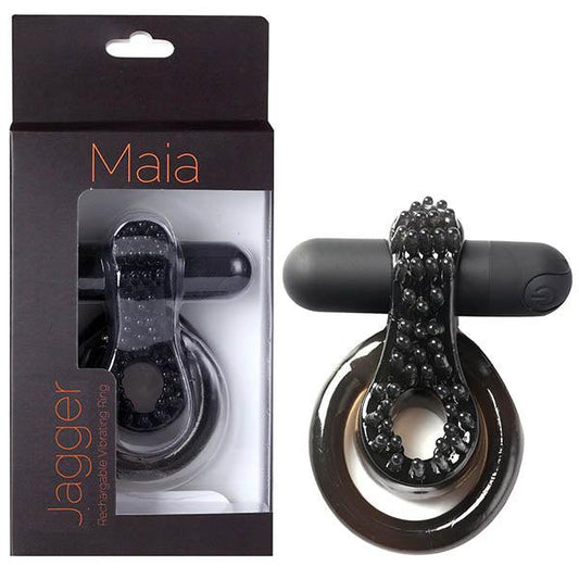 Maia Jagger - Black USB Rechargeable Vibrating Cock & Ball Ring - MA1721-BK1