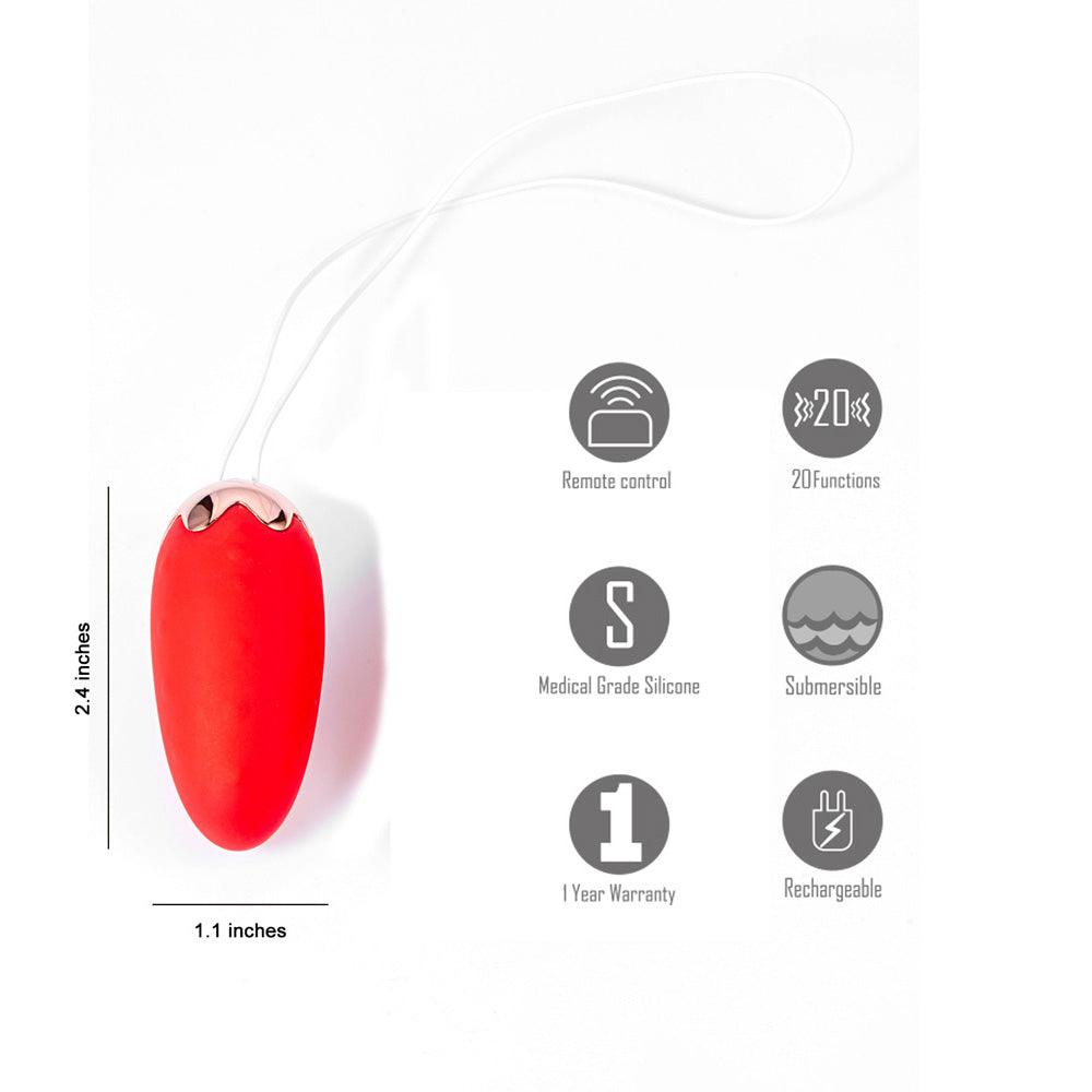 Maia SHORTCAKE - Red USB Rechargeable Vibrating Egg with Wireless Remote - MA22-04