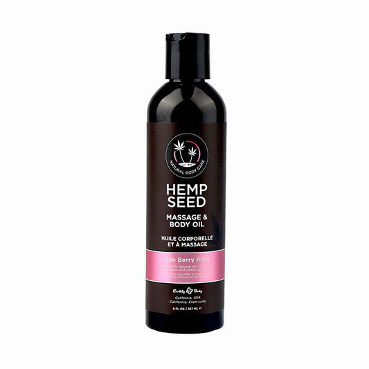 Hemp Seed Massage & Body Oil - Zen Berry Rose (Blackberry, Yellow Rose & Amber) Scented - 237 ml - MAS014