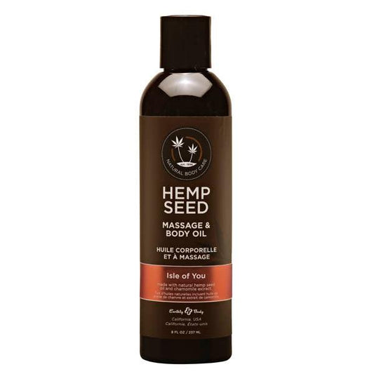 Hemp Seed Massage & Body Oil - Coconut Water, Citrus & Vanilla (Isle Of You) Scented - 237 ml Bottle - MAS052