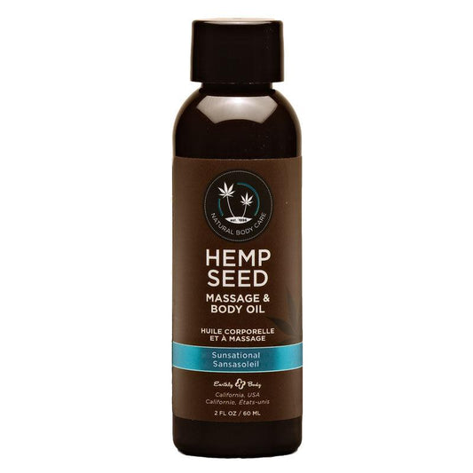 Hemp Seed Massage & Body Oil - Sunsational (Italian Bergamot, Juniper Berries & White Wood) Scented - 59 ml Bottle - MAS246