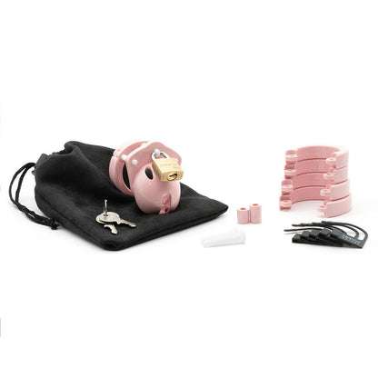 Mini-Me Black Chastity Cock Cage Kit - Pink - Pink 1.25 Inch Cock Cage Kit - MM-PNK