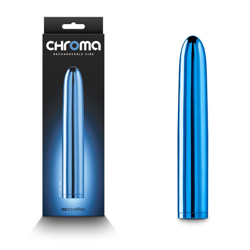 Chroma - Blue - Metallic Blue 17 cm USB Rechargeable Vibrator - NSN-0305-18