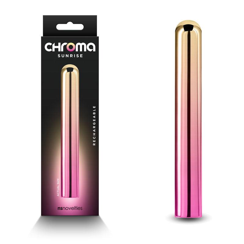 Chroma Sunrise - Large - Metallic Pink/Gold 13.8 cm USB Rechargeable Vibrator - NSN-0305-40