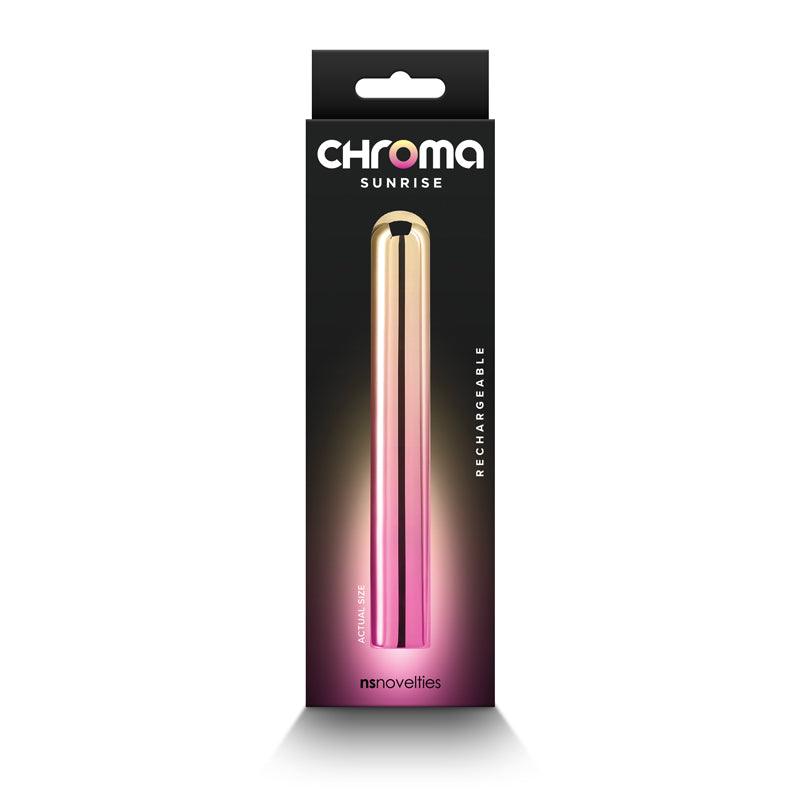 Chroma Sunrise - Large - Metallic Pink/Gold 13.8 cm USB Rechargeable Vibrator - NSN-0305-40