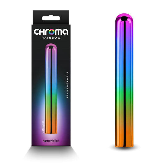 Chroma Rainbow - Large - Metallic Rainbow 13.8 cm USB Rechargeable Vibrator - NSN-0305-70