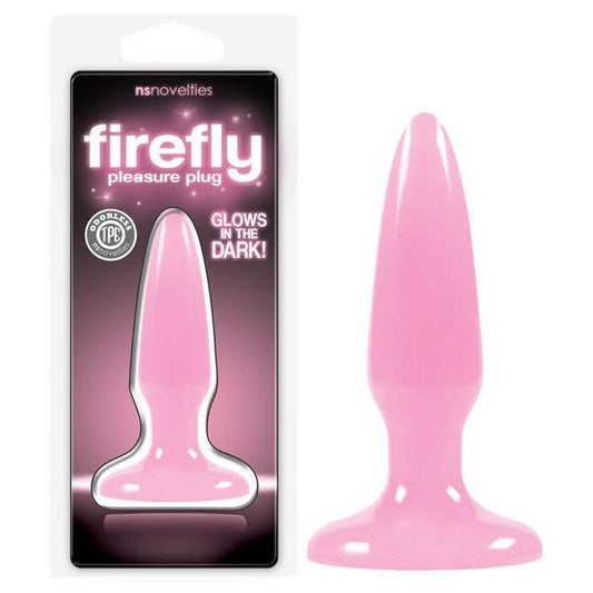 Firefly Pleasure Plug - Glow-in-the-Dark Pink 8.1 cm (3.2'') Mini Butt Plug - NSN-0475-14