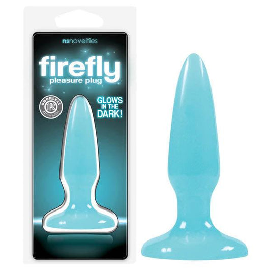 Firefly Pleasure Plug - Glow-in-the-Dark Blue 8.1 cm (3.2'') Mini Butt Plug - NSN-0475-17