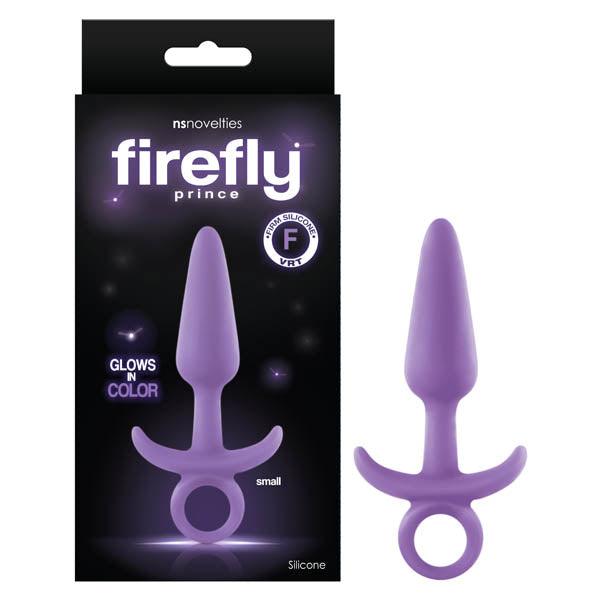 Firefly Prince - Glow-in-Dark Purple 10.9 cm Small Butt Plug with Ring Bull - NSN-0476-15