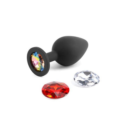 Glams Xchange Round - Medium - Black Medium Butt Plug with Interchangeable Round Gems - NSN-0514-43