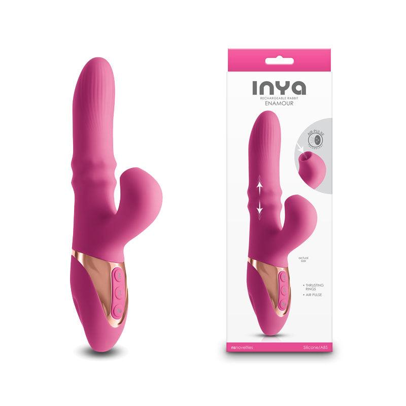 INYA Enamour - Pink - Pink 31.5 cm USB Rechargeable Vibrator with Air Pulse - NSN-0552-54