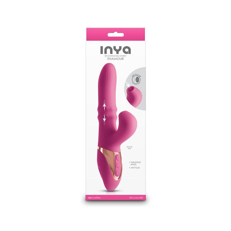 INYA Enamour - Pink - Pink 31.5 cm USB Rechargeable Vibrator with Air Pulse - NSN-0552-54