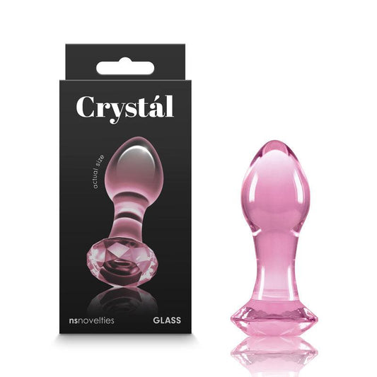 Crystal Gem - Pink - Pink 9 cm Glass Butt Plug - NSN-0718-14