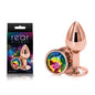 Rear Assets Rose Gold Small - Rose Gold Small Metal Butt Plug with Rainbow Gem Base - NSN-0961-19