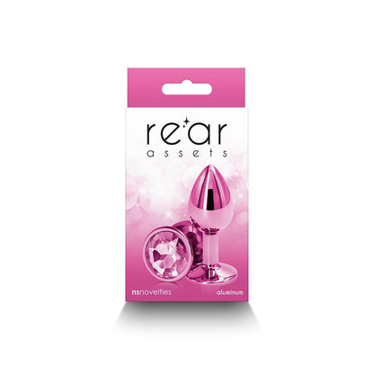 Rear Assets - Small - Pink - Pink 7.1 cm Small Metal Butt Plug with Pink Round Gem Base - NSN-0964-04